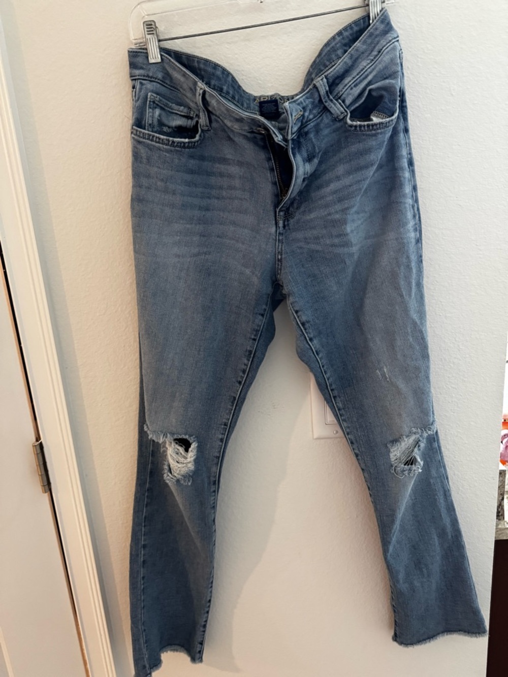 Arizona Jean Company Light Blue Distressed Straight Leg Jeans